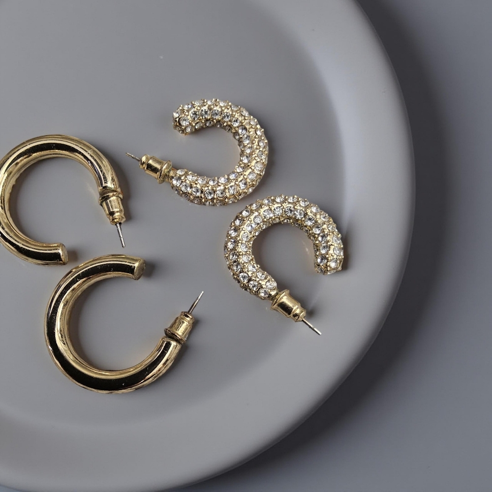 New Gold Tone Earrings 2 pair